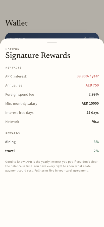 Card key facts: APR, annual fee, foreign spend fee, rewards